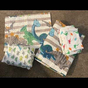 Twin Dinosaur bedding- quilt & matching sham, plus two sheet sets.